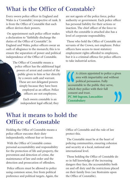 Office of Constable pamphlet - Police Federation