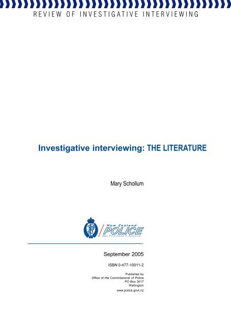 Investigative interviewing: the literature - New Zealand Police