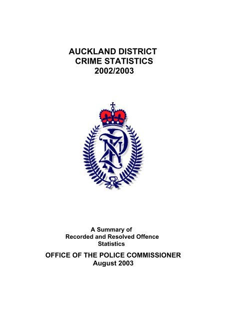 auckland district crime statistics 2002/2003 - New Zealand Police