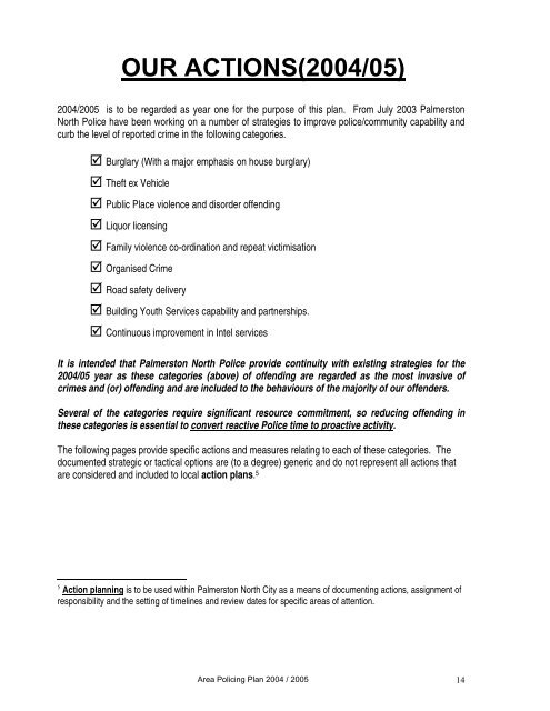 Area Policing Plan 2004 / 2005 - New Zealand Police