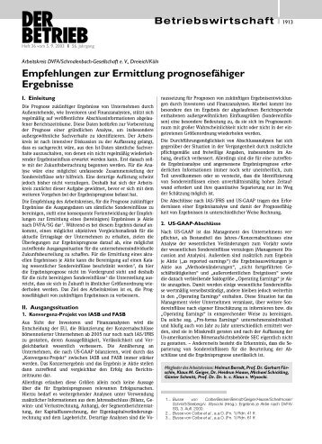 Empfehlungen zur Ermittlung prognosefähiger Ergebnisse