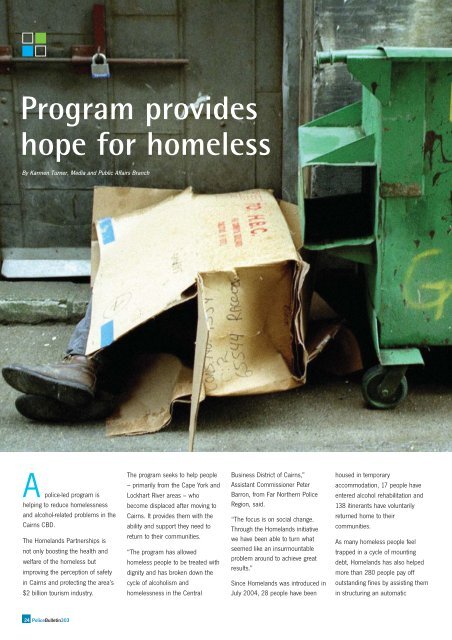Program provides hope for homeless - Queensland Police Service