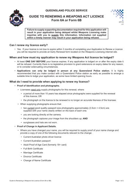 Form 6a 6b Application To Renew A Weapons Licence