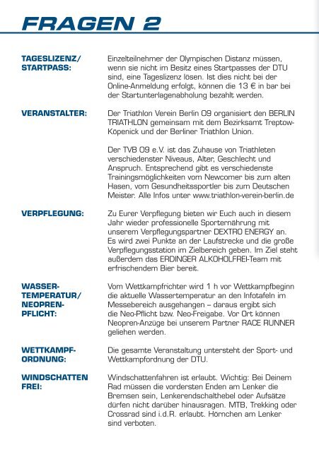 Triathlon Berlin 08.Juni 2014 Programmheft