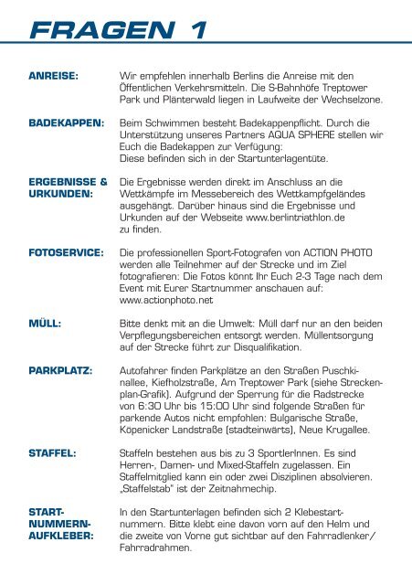 Triathlon Berlin 08.Juni 2014 Programmheft