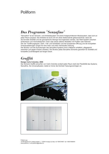 Das Programm "Senzafine" Graffiti - Poliform