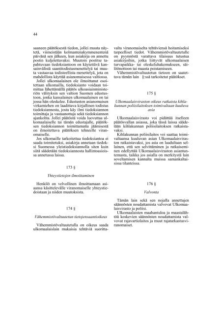 Ulkomaalaislakityöryhmän mietintö 2001 - Poliisi