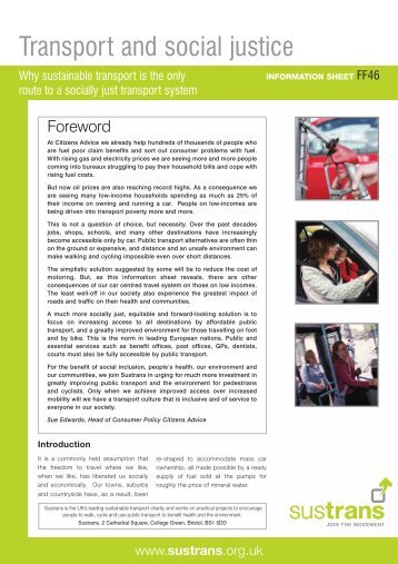 Transport and social justice - Information sheet FF46