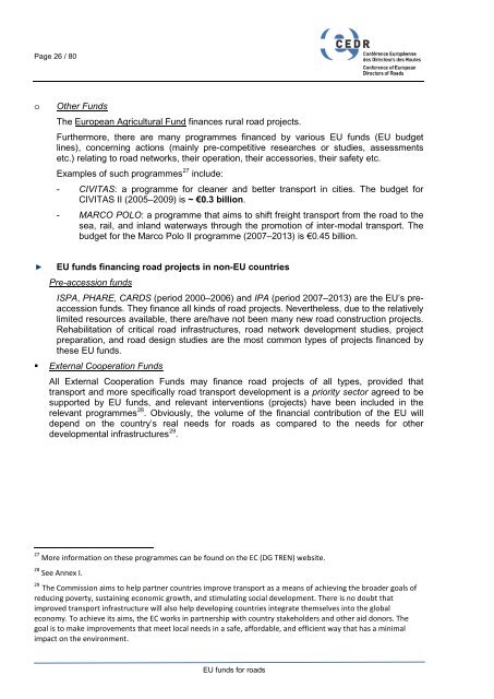 EU funds for roads - CEDR