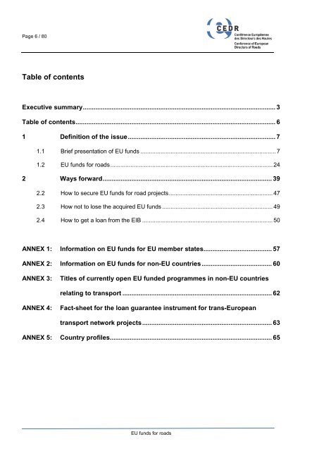 EU funds for roads - CEDR