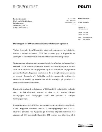 Statusrapport for 2008 om kriminalitet forÃ¸vet af rockere og ... - Politiets