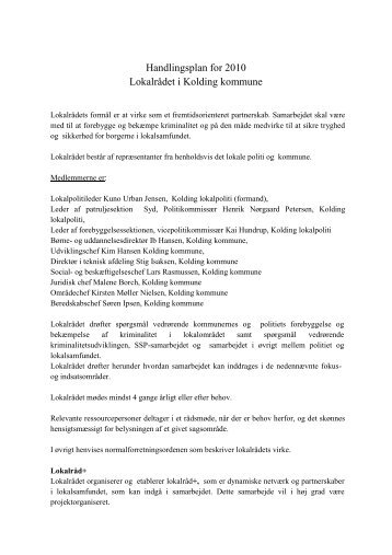 Handlingsplan for 2010 LokalrÃ¥det i Kolding kommune - Politiets