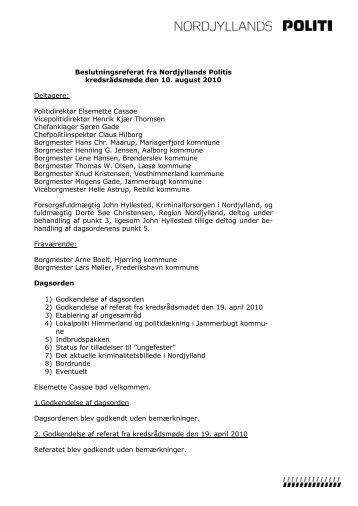 Referat af kredsrÃ¥dsmÃ¸de den 10. august 2010 - Politiets