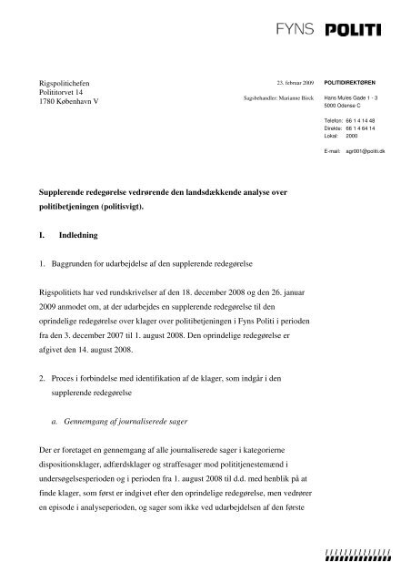 Supplerende redegÃ¸relse vedrÃ¸rende den ... - Politiets