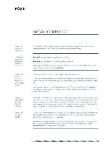 Servicedeklaration "Indbrud i beboelse" (.pdf) - Politiets