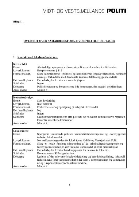 Bilag til samarbejdsplan 2009 - Politi