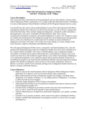 Fall 2012 POLS 620 Syllabus [PDF] - Department of Political Science