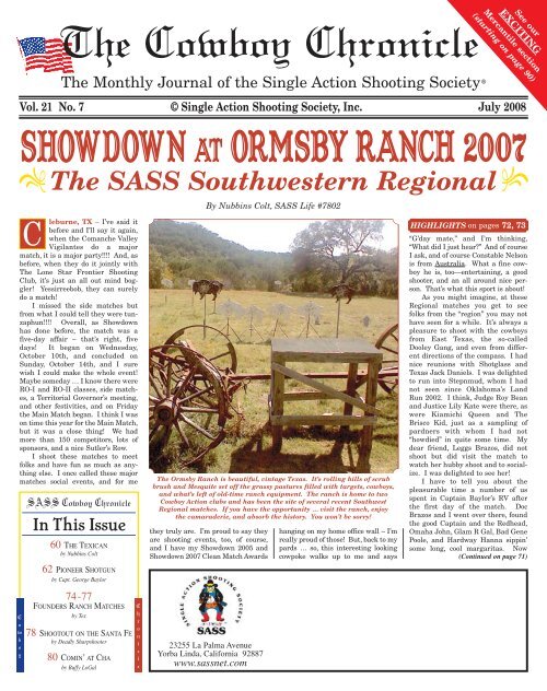 ShowdownAT ORMSBY RANCH 2007 - the SASS Members area