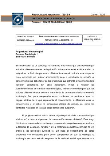 metodologia i la metodol. clasicos - Facultad de Ciencias Políticas y ...