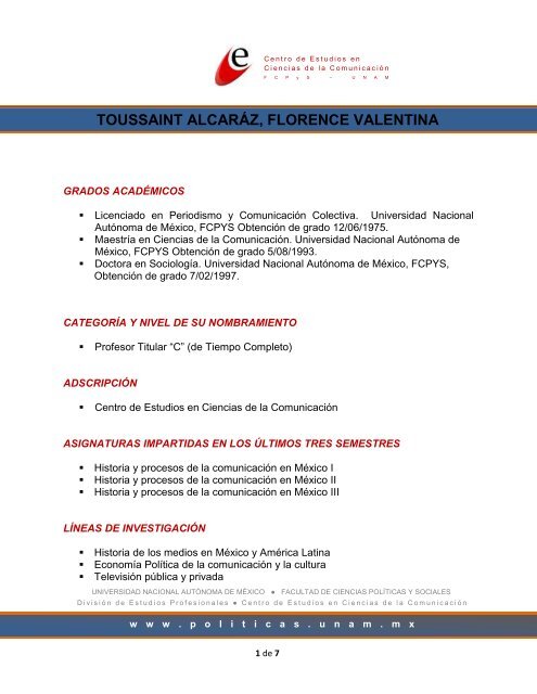 toussaint alcaráz, florence valentina - Facultad de Ciencias Políticas ...