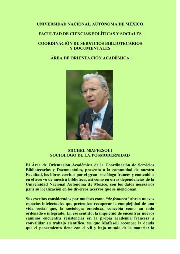 Michel Maffesoli - Facultad de Ciencias Políticas y Sociales ...