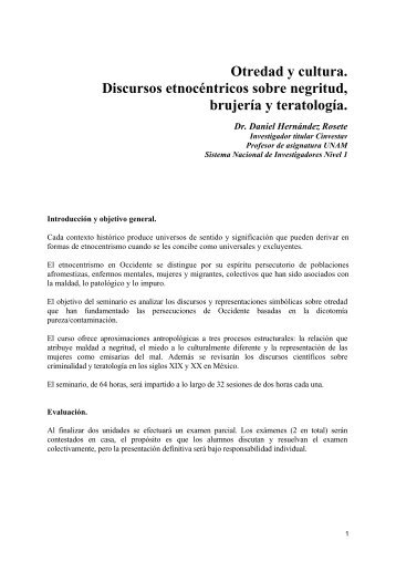 Otredad y cultura. Discursos etnocéntricos sobre negritud, brujería y ...