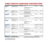 CHRIS CHRISTIE CAMPAIGN CONTRIBUTORS - PolitickerNJ.com