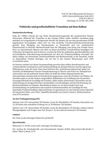 Politische und gesellschaftliche Transition auf dem Balkan