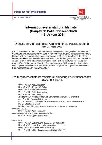 Handout zur Infoveranstaltung zur MagisterprÃ¼fung - Institut fÃ¼r ...