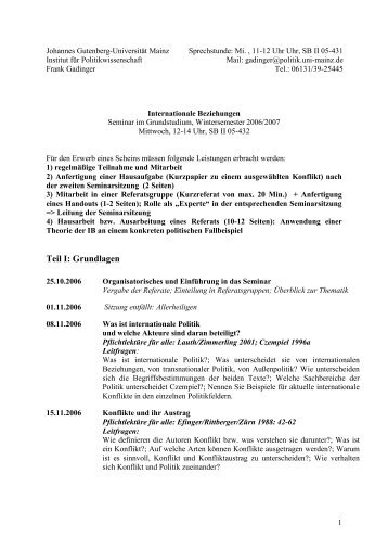 Mi. , 11-12 - Institut fÃ¼r Politikwissenschaft - Johannes Gutenberg ...