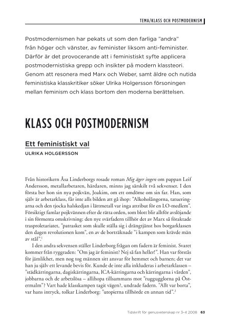 CLASS AND POST-MODERNISM - Politiken.se