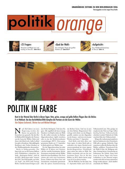 politikorange zur Berlinwahl 2006 - Politikorange.de