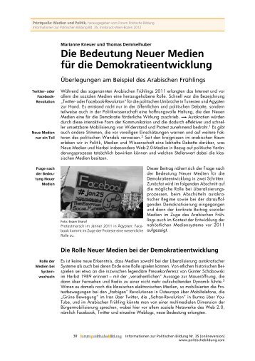 Die Bedeutung Neuer Medien fÃ¼r - Forum Politische Bildung