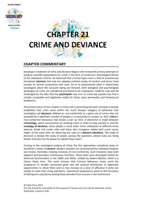 Chapter 21 - Crime and Deviance - Polity