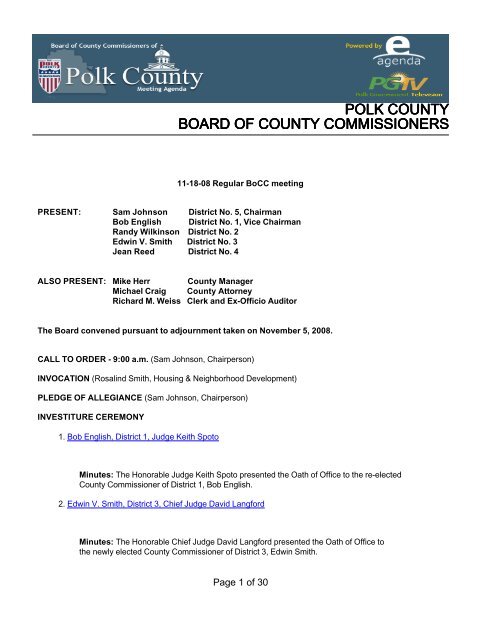 Minutes for meeting - Polk County