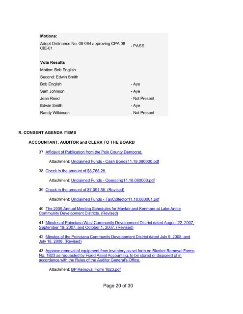 Minutes for meeting - Polk County