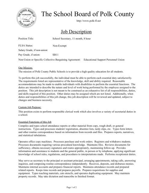 Full Job Description - Polk County School District