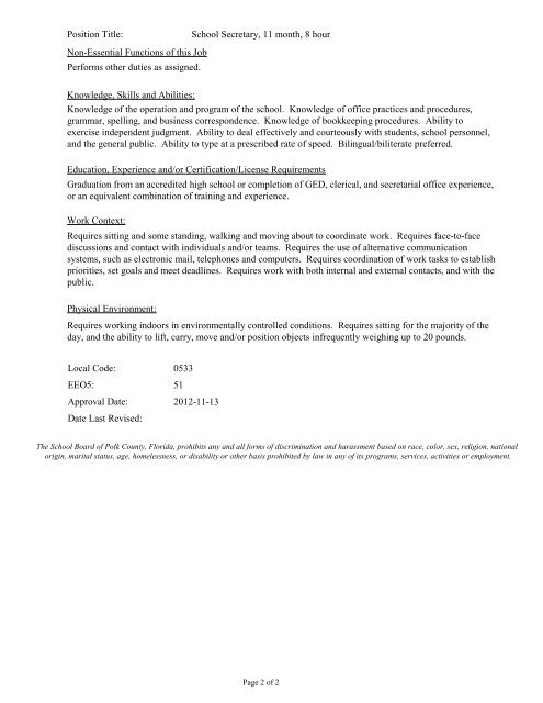 Full Job Description - Polk County School District