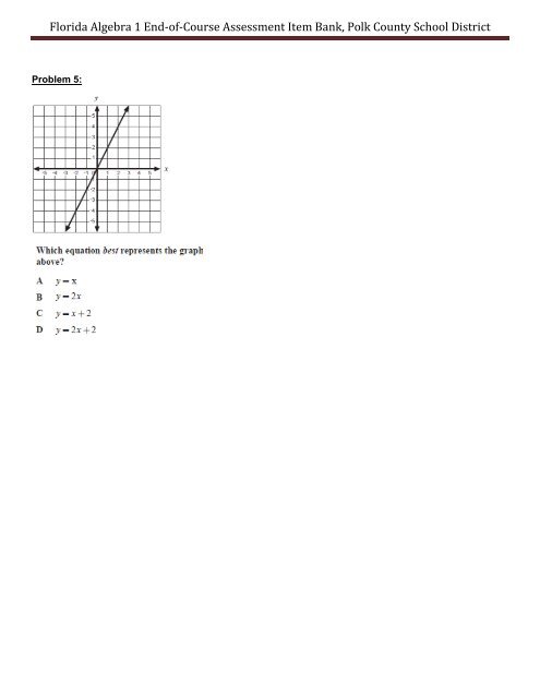 Florida Algebra 1 End-of-Course Assessment Item Bank, Polk ...