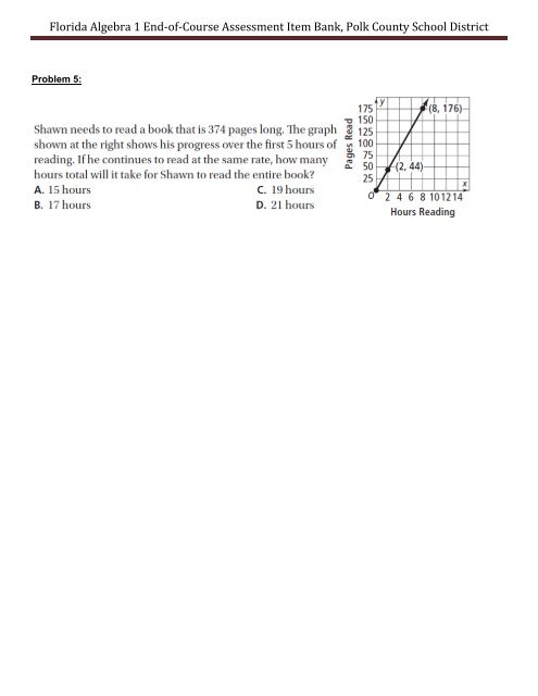 Florida Algebra 1 End-of-Course Assessment Item Bank, Polk ...