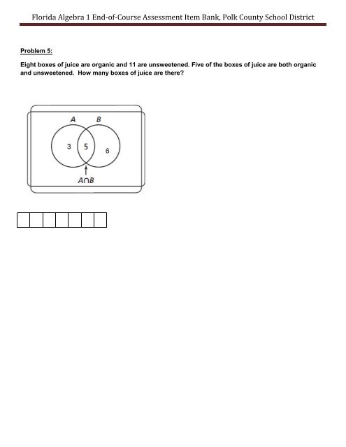 Florida Algebra 1 End-of-Course Assessment Item Bank, Polk ...