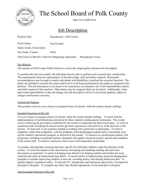 Full Job Description - Polk County School District