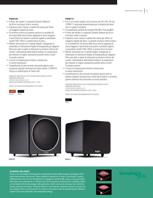 subwoofer psw prestazioni esplosive per film e canzoni - Polk Audio