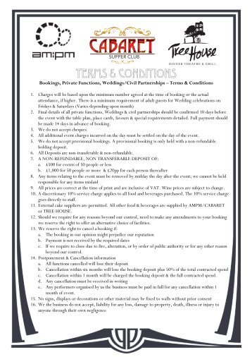 TERMS & CONDITIONS - Cabaret Supper Club