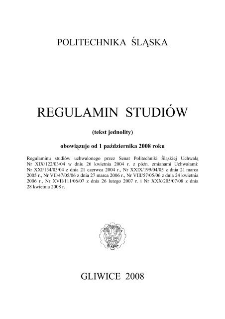 obowiÄzuje od 1 paÅºdziernika 2008 roku - Politechnika ÅlÄska