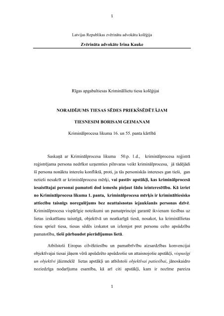 Zvērināta advokāte Irina Kauke Rīgas apgabaltiesas Krimināllietu ...