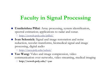 Faculty in Signal Processing - Polytechnic University