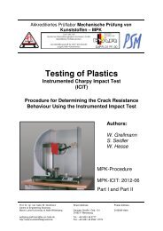 Testing of Plastics - Polymer Service GmbH Merseburg