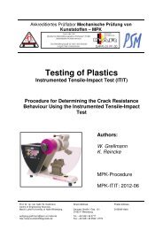 Testing of Plastics - Polymer Service GmbH Merseburg