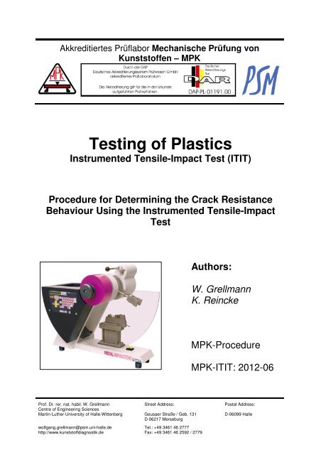 Testing of Plastics - Polymer Service GmbH Merseburg